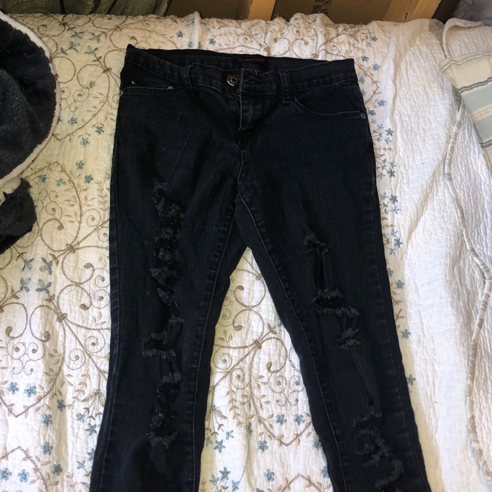 black ripped jeans